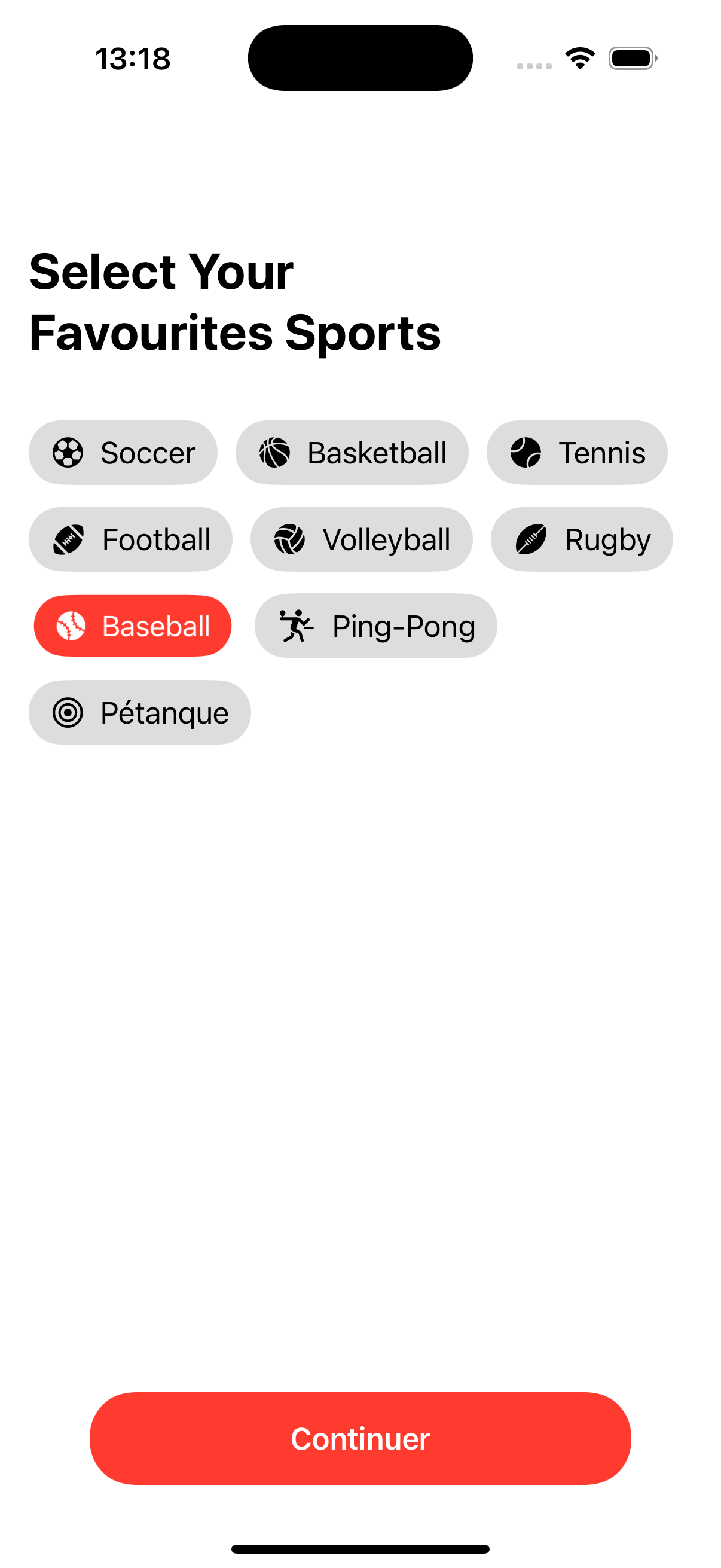 Inscription — sports favoris